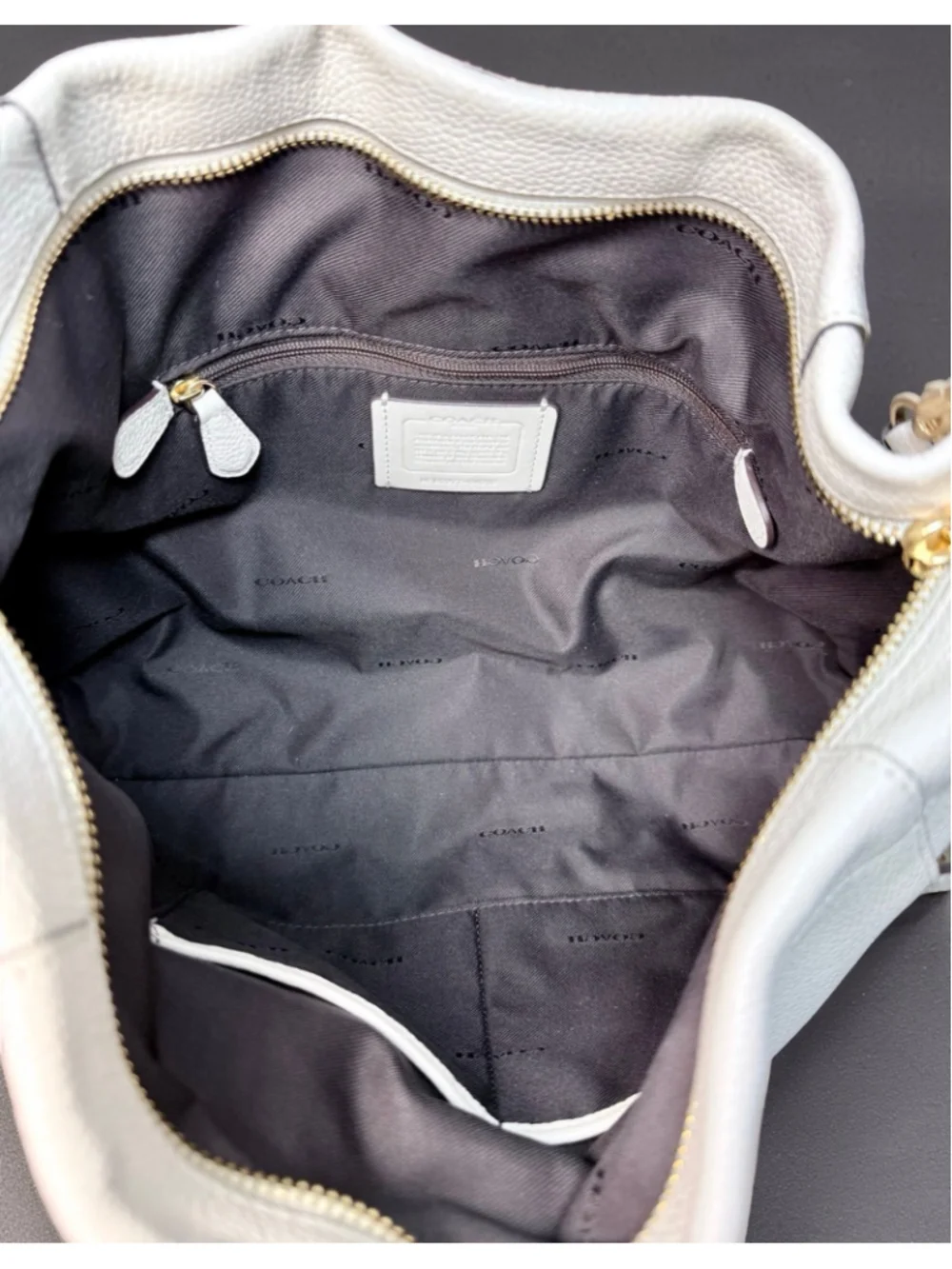 COACH Scout Hobo Bag & Wristlet Bundle Chalk White Pebbled Leather Style 34
